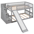 Stairway Twin Over Twin Bunk Bed With Two Drawers And Slide, Gray Old Sku :Lt000155Aae Gray Solid Wood