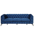 Modern 3 Piece Sofa Sets With Sturdy Metal Legs,Velvet Upholstered Couches Sets Including Three Seat Sofa, Loveseat And Single Chair For Living Room Furniture Set,Blue Blue Foam Velvet 6 Seat