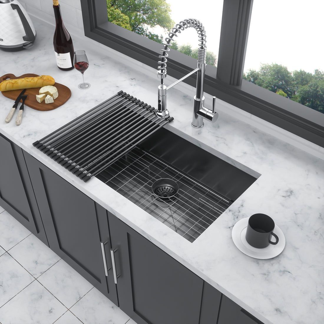 32 Inch Undermount Sink 32" X 19" X 10" Gunmetal Black Undermount Kitchen Sink 16 Gauge 10 Inch Deep Single Bowl Kitchen Sink Basin Gunmetal Black Stainless Steel