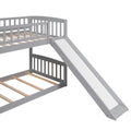 Stairway Twin Over Twin Bunk Bed With Two Drawers And Slide, Gray Old Sku :Lt000155Aae Gray Solid Wood