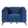 Modern 3 Piece Sofa Sets With Sturdy Metal Legs,Velvet Upholstered Couches Sets Including Three Seat Sofa, Loveseat And Single Chair For Living Room Furniture Set,Blue Blue Foam Velvet 6 Seat