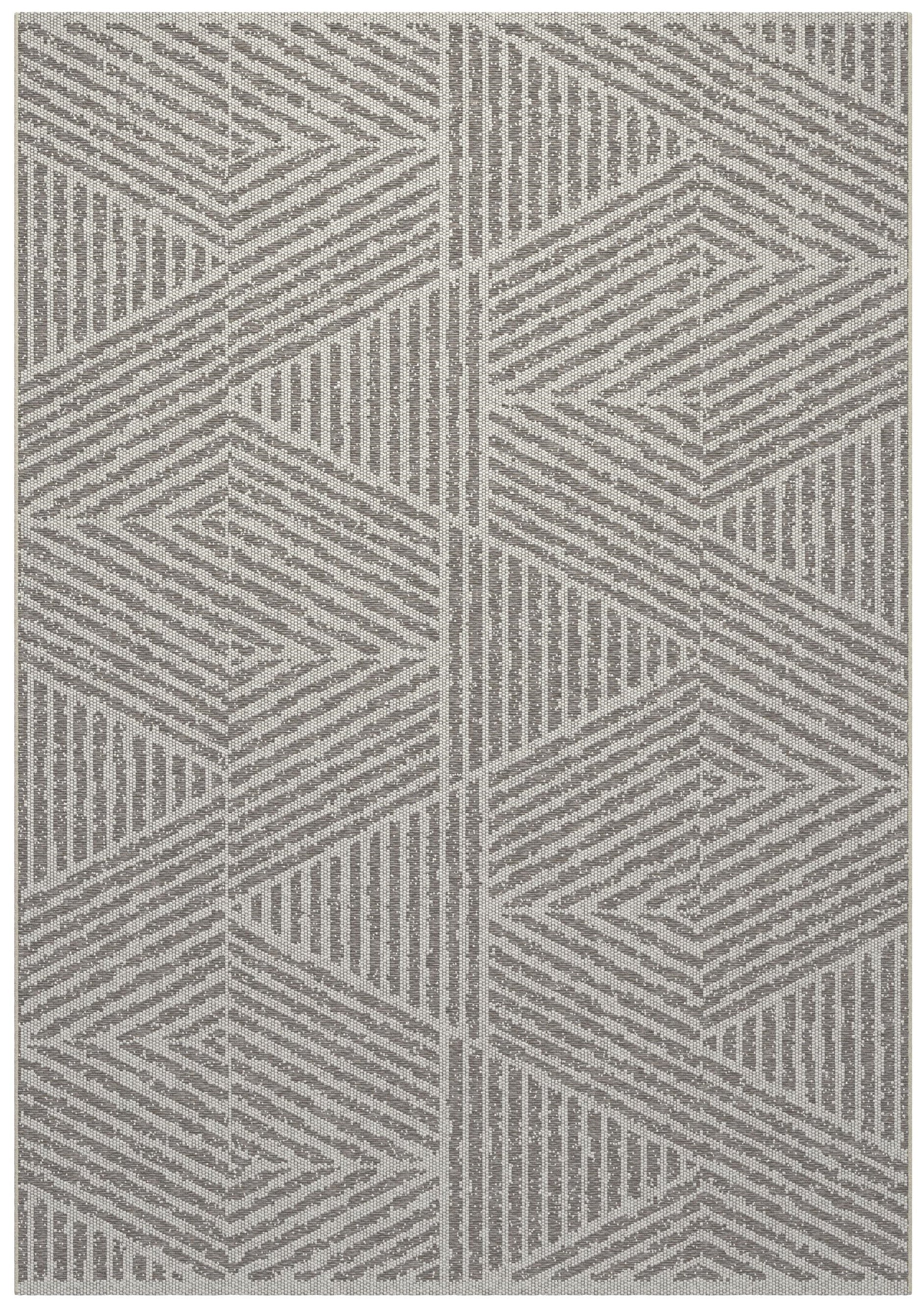 Pyramids Stone Neutral Indoor Outdoor Polypropylene Area Rug 5X8 Light Gray Polypropylene