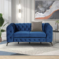 Modern 3 Piece Sofa Sets With Sturdy Metal Legs,Velvet Upholstered Couches Sets Including Three Seat Sofa, Loveseat And Single Chair For Living Room Furniture Set,Blue Blue Foam Velvet 6 Seat