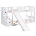 Stairway Twin Over Twin Bunk Bed With Two Drawers And Slide, White Old Sku :Lt000155Aak White Solid Wood