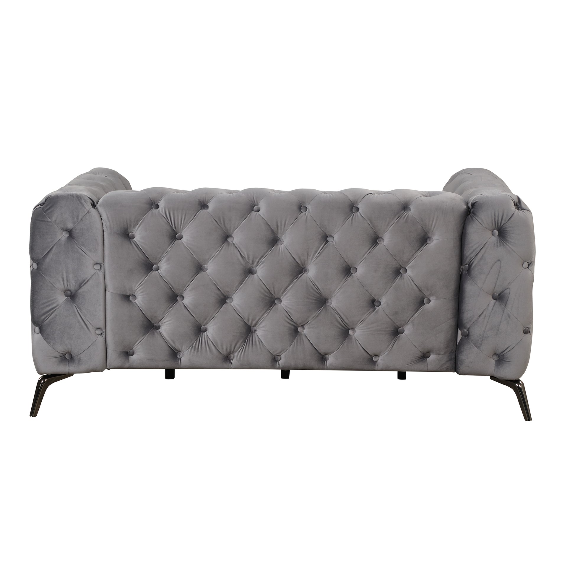 63" Velvet Upholstered Loveseat Sofa,Modern Loveseat Sofa With Button Tufted Back,2 Person Loveseat Sofa Couch For Living Room,Bedroom,Or Small Space,Gray Gray Foam Velvet