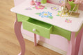 Layla Girls Flower Vanity Set With Stool Green Mdf