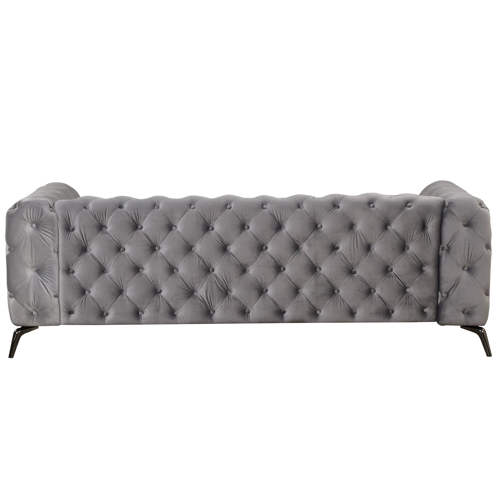 85.5" Velvet Upholstered Sofa With Sturdy Metal Legs,Modern Sofa Couch With Button Tufted Back, 3 Seater Sofa Couch For Living Room,Apartment,Home Office,Gray Gray Foam Velvet