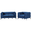 Modern 3 Piece Sofa Sets With Sturdy Metal Legs,Velvet Upholstered Couches Sets Including Three Seat Sofa, Loveseat And Single Chair For Living Room Furniture Set,Blue Blue Foam Velvet 6 Seat