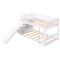 Stairway Twin Over Twin Bunk Bed With Two Drawers And Slide, White Old Sku :Lt000155Aak White Solid Wood