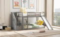 Stairway Twin Over Twin Bunk Bed With Two Drawers And Slide, Gray Old Sku :Lt000155Aae Gray Solid Wood