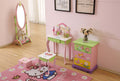 Layla Girls Flower Vanity Set With Stool Green Mdf
