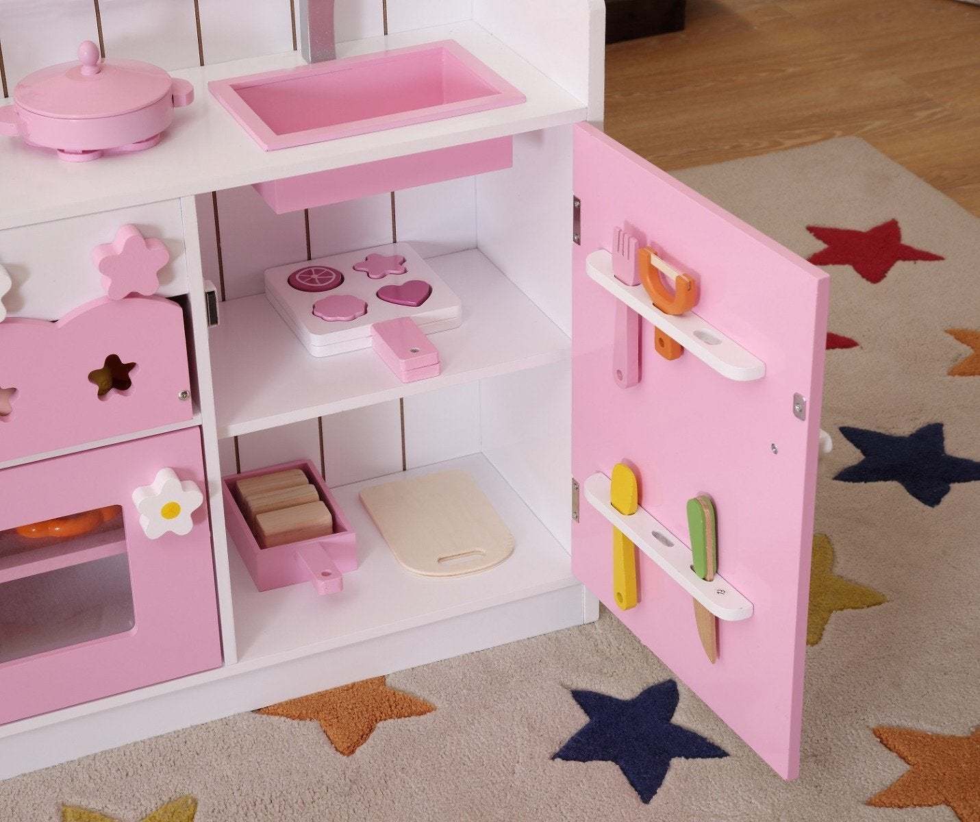 2 In 1 Pink Pretend Kitchen And Market Stal Pink Mdf