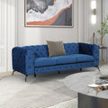 Modern 3 Piece Sofa Sets With Sturdy Metal Legs,Velvet Upholstered Couches Sets Including Three Seat Sofa, Loveseat And Single Chair For Living Room Furniture Set,Blue Blue Foam Velvet 6 Seat