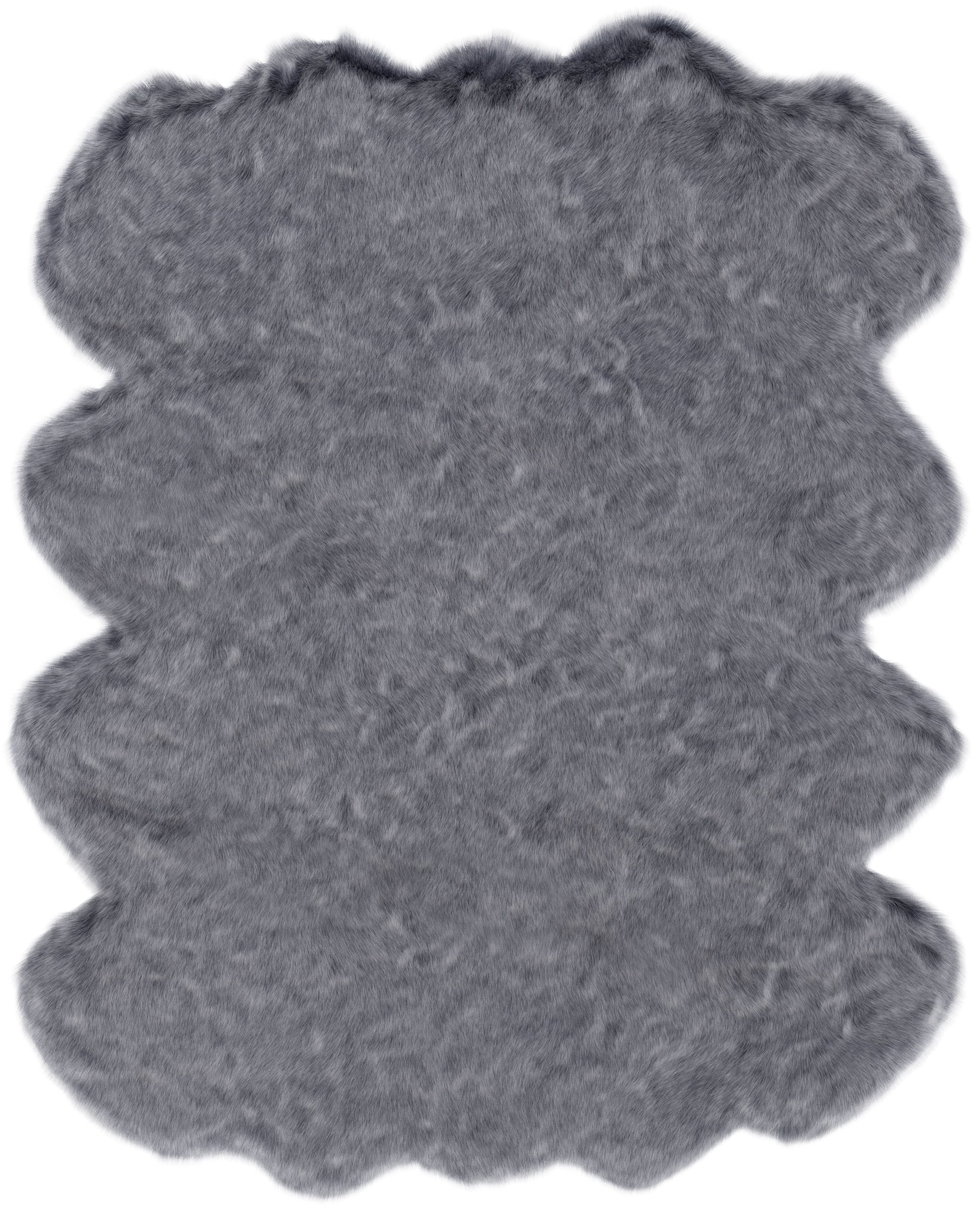 Black Faux Fur Area Rug 2X3 Charcoal Grey Acrylic