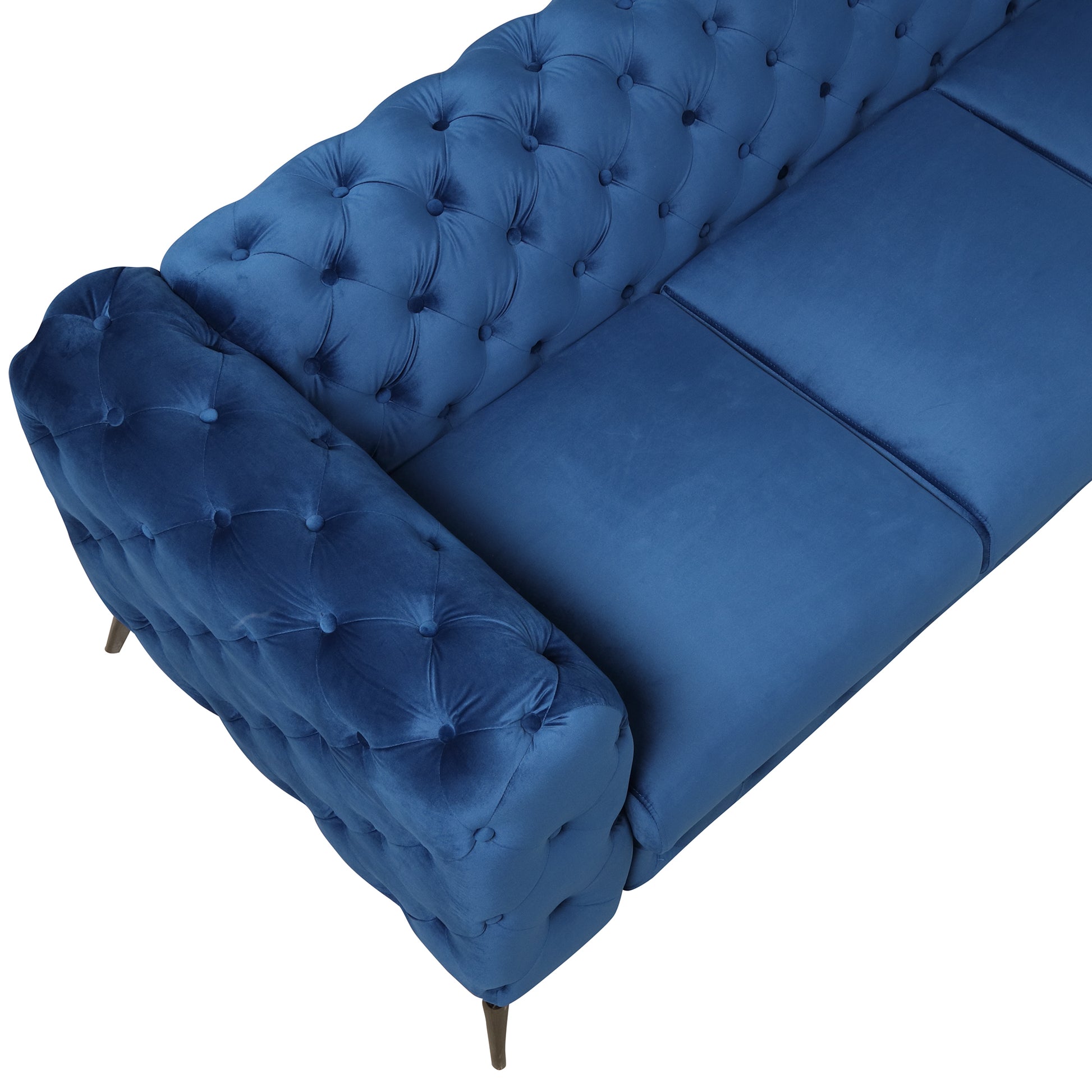 Modern 3 Piece Sofa Sets With Sturdy Metal Legs,Velvet Upholstered Couches Sets Including Three Seat Sofa, Loveseat And Single Chair For Living Room Furniture Set,Blue Blue Foam Velvet 6 Seat