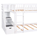 Stairway Twin Over Twin Bunk Bed With Two Drawers And Slide, White Old Sku :Lt000155Aak White Solid Wood