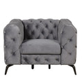 Modern 3 Piece Sofa Sets With Sturdy Metal Legs,Velvet Upholstered Couches Sets Including Three Seat Sofa, Loveseat And Single Chair For Living Room Furniture Set,Gray Gray Foam Velvet