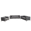 Modern 3 Piece Sofa Sets With Sturdy Metal Legs,Velvet Upholstered Couches Sets Including Three Seat Sofa, Loveseat And Single Chair For Living Room Furniture Set,Gray Gray Foam Velvet