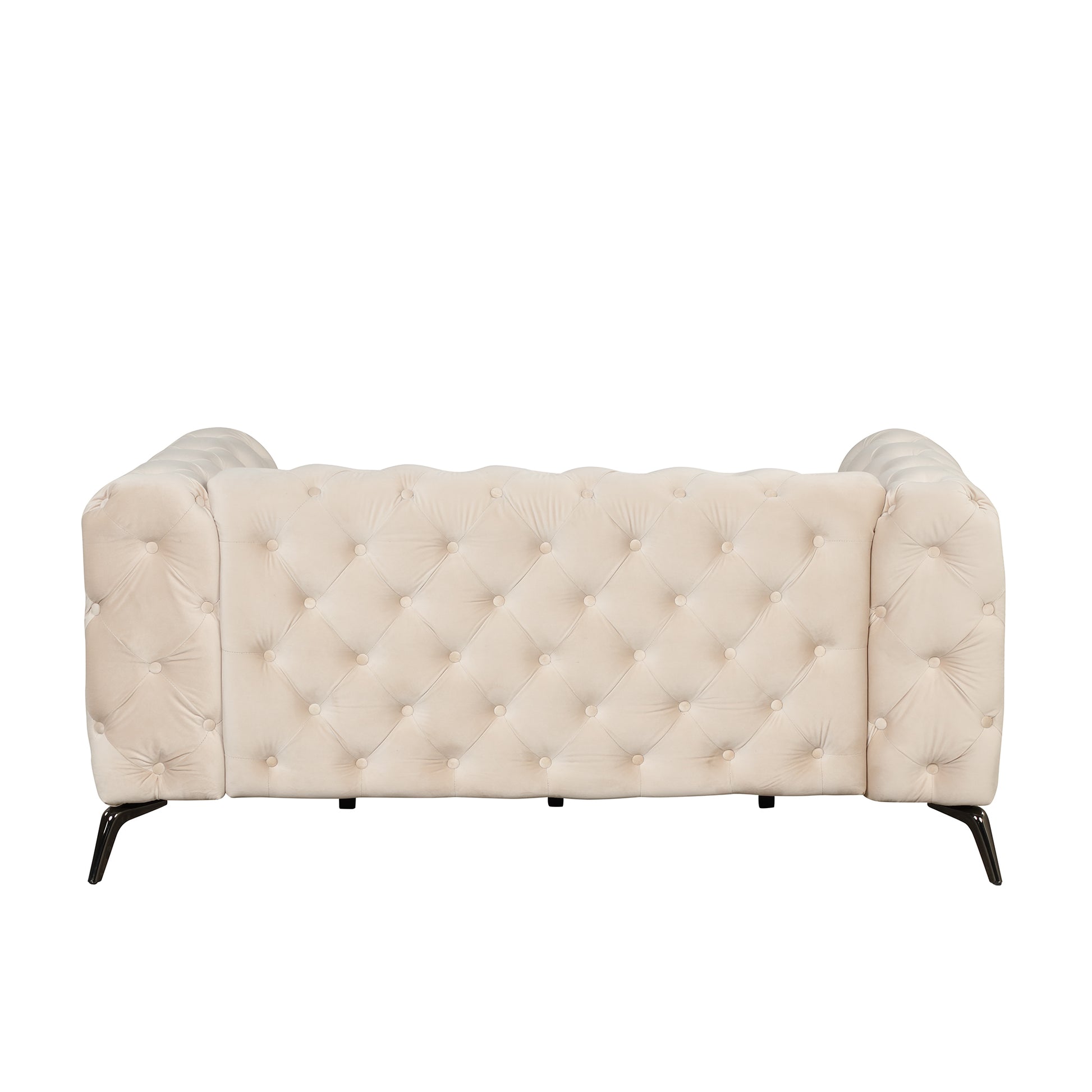 63" Velvet Upholstered Loveseat Sofa,Modern Loveseat Sofa With Button Tufted Back,2 Person Loveseat Sofa Couch For Living Room,Bedroom,Or Small Space,Beige Beige Foam Velvet