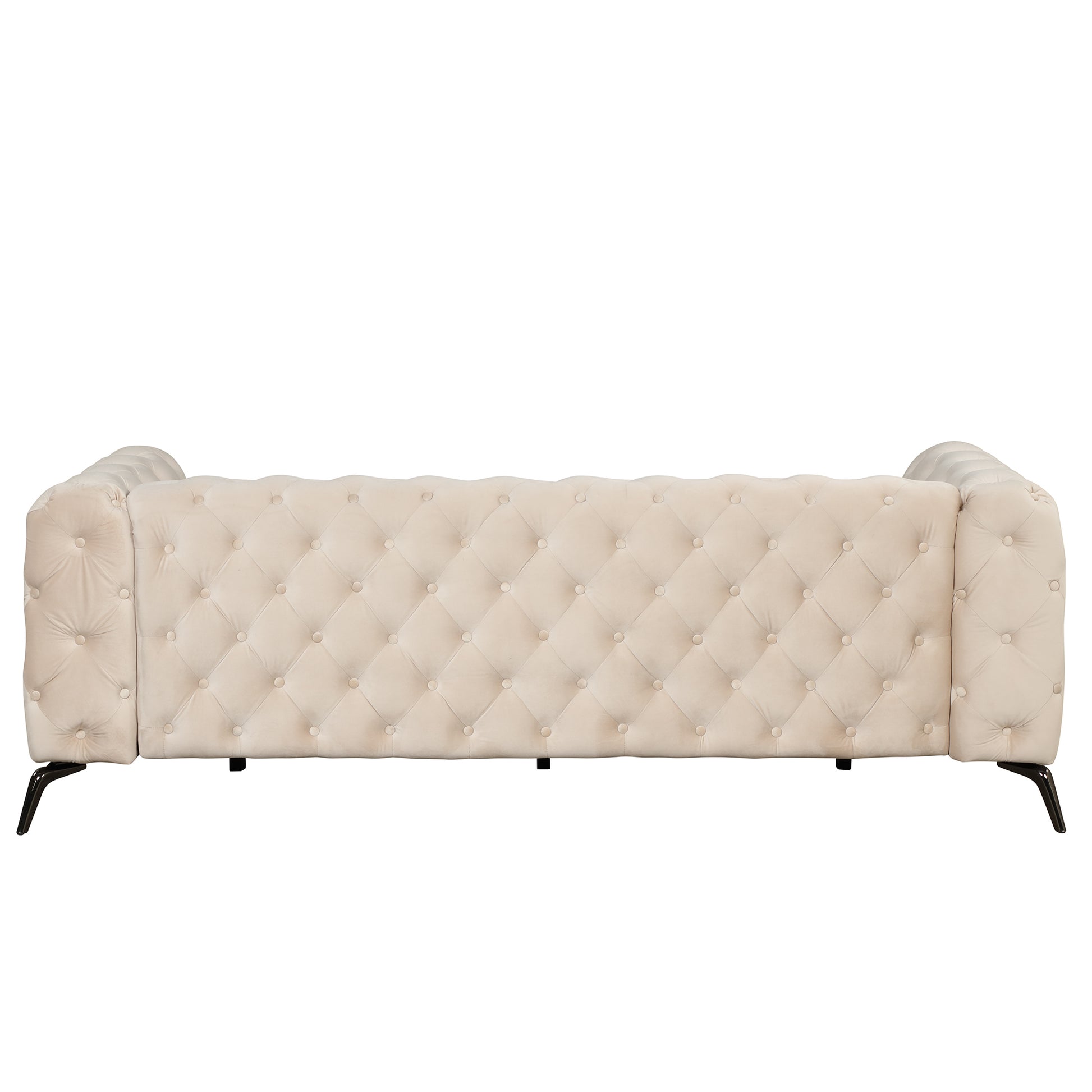 85.5" Velvet Upholstered Sofa With Sturdy Metal Legs,Modern Sofa Couch With Button Tufted Back, 3 Seater Sofa Couch For Living Room,Apartment,Home Office,Beige Beige Foam Velvet