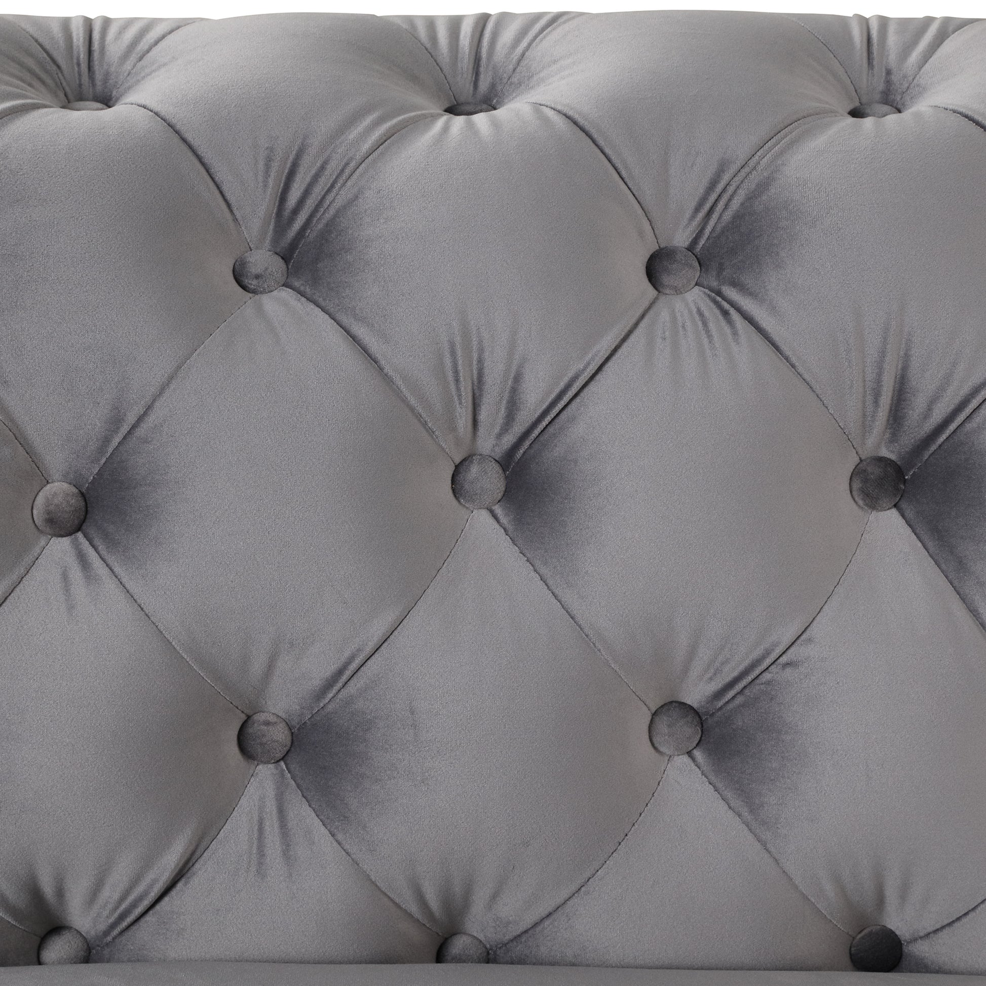 40.5" Velvet Upholstered Accent Sofa,Modern Single Sofa Chair With Button Tufted Back,Modern Single Couch For Living Room,Bedroom,Or Small Space,Gray Gray Foam Velvet