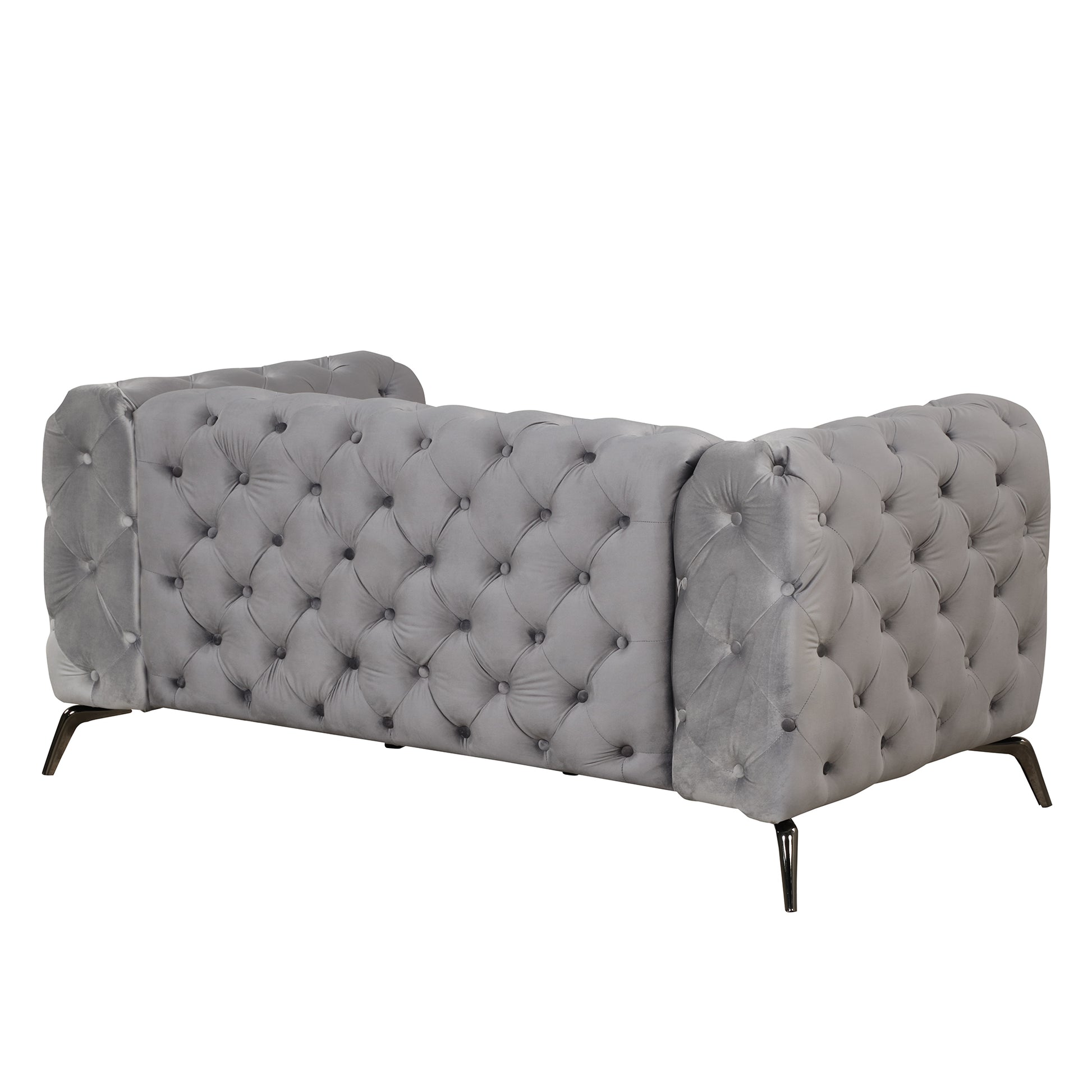 63" Velvet Upholstered Loveseat Sofa,Modern Loveseat Sofa With Button Tufted Back,2 Person Loveseat Sofa Couch For Living Room,Bedroom,Or Small Space,Gray Gray Foam Velvet