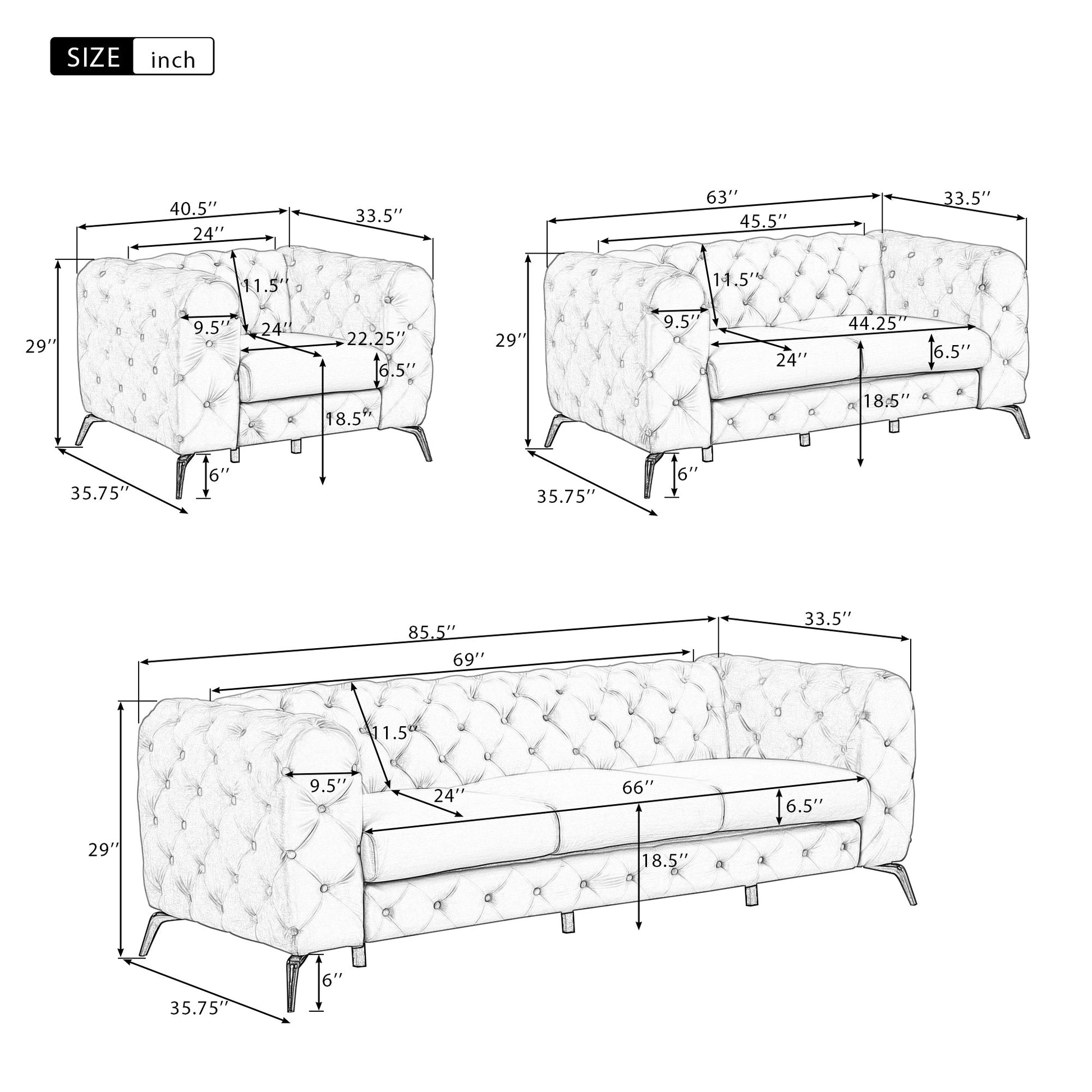 63" Velvet Upholstered Loveseat Sofa,Modern Loveseat Sofa With Button Tufted Back,2 Person Loveseat Sofa Couch For Living Room,Bedroom,Or Small Space,Blue Blue Foam Velvet