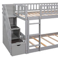 Stairway Twin Over Twin Bunk Bed With Two Drawers And Slide, Gray Old Sku :Lt000155Aae Gray Solid Wood