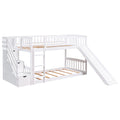 Stairway Twin Over Twin Bunk Bed With Two Drawers And Slide, White Old Sku :Lt000155Aak White Solid Wood