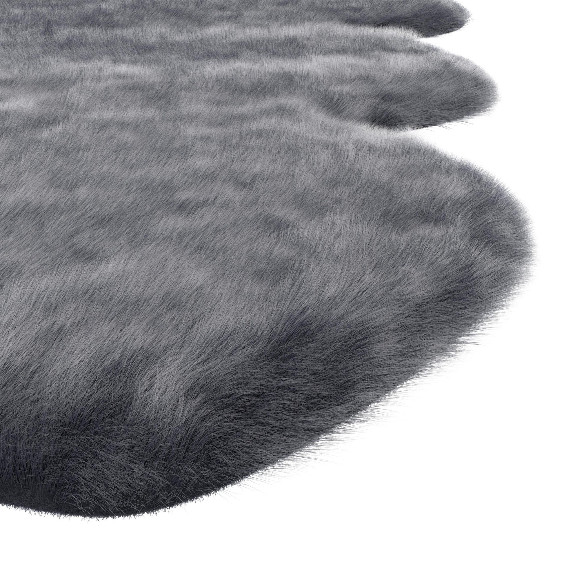 Black Faux Fur Area Rug 2X3 Charcoal Grey Acrylic