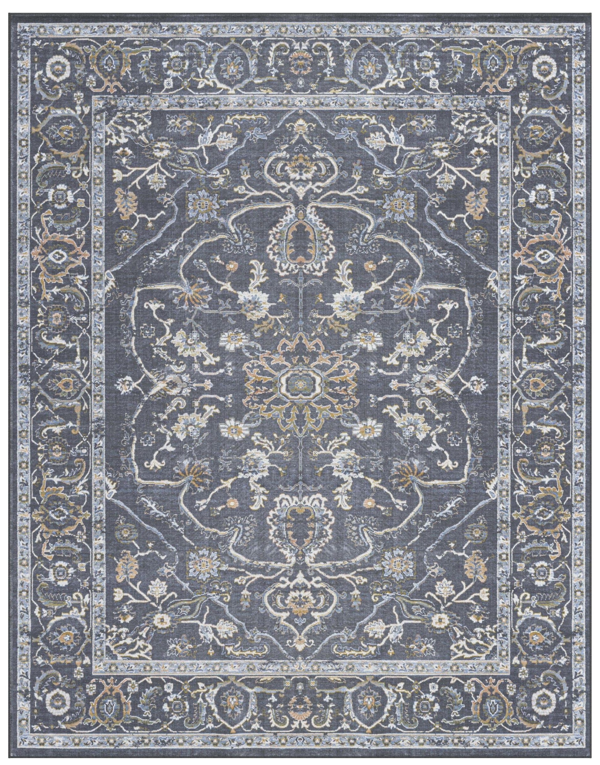 Damara Blue, Gray, And Multi Color Viscose Area Rug 5X8 Blue Viscose