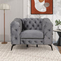 Modern 3 Piece Sofa Sets With Sturdy Metal Legs,Velvet Upholstered Couches Sets Including Three Seat Sofa, Loveseat And Single Chair For Living Room Furniture Set,Gray Gray Foam Velvet