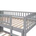 Stairway Twin Over Twin Bunk Bed With Two Drawers And Slide, Gray Old Sku :Lt000155Aae Gray Solid Wood