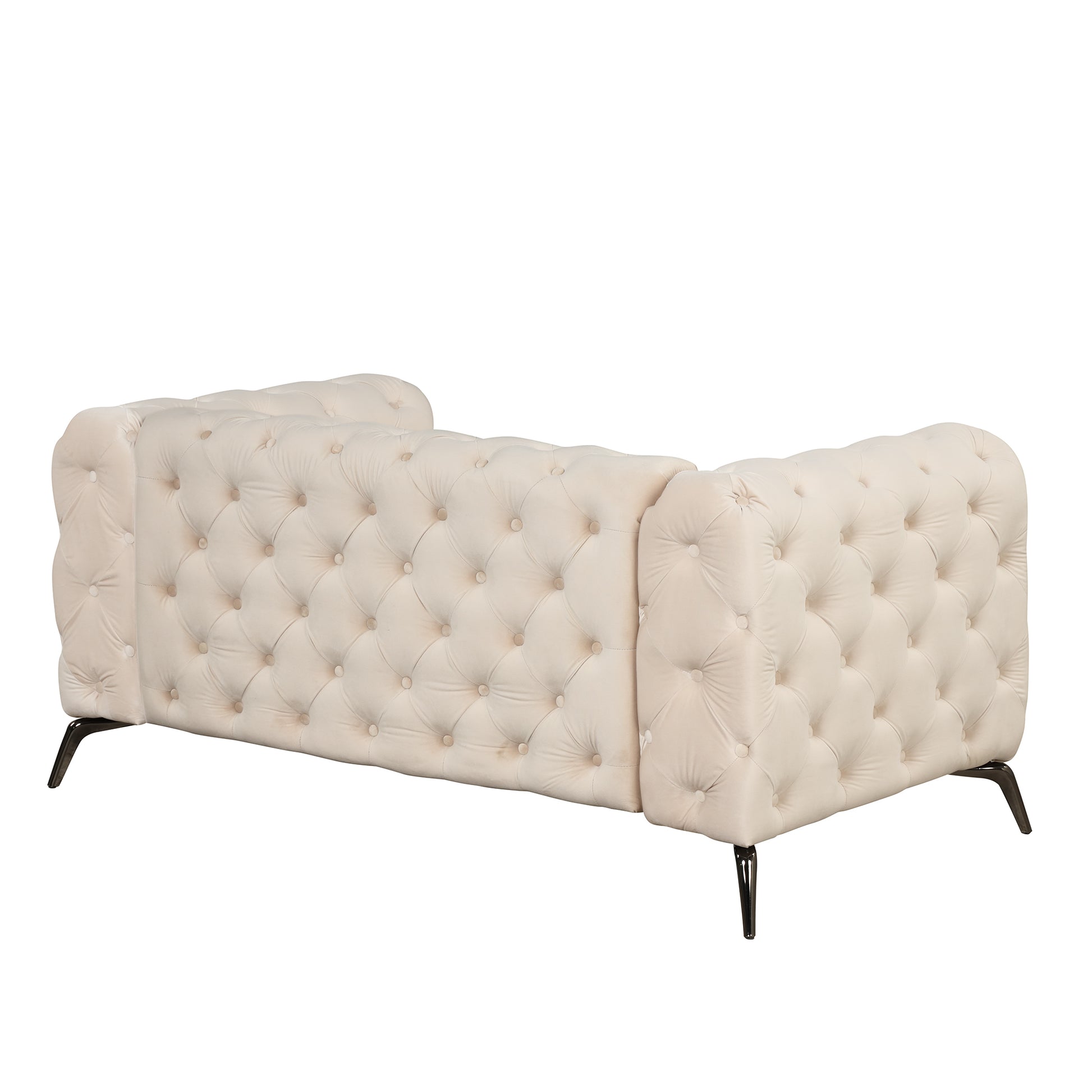 63" Velvet Upholstered Loveseat Sofa,Modern Loveseat Sofa With Button Tufted Back,2 Person Loveseat Sofa Couch For Living Room,Bedroom,Or Small Space,Beige Beige Foam Velvet