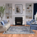 Damara Blue, Gray, And Multi Color Viscose Area Rug 5X8 Blue Viscose