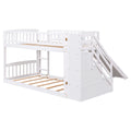 Stairway Twin Over Twin Bunk Bed With Two Drawers And Slide, White Old Sku :Lt000155Aak White Solid Wood