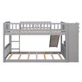 Stairway Twin Over Twin Bunk Bed With Two Drawers And Slide, Gray Old Sku :Lt000155Aae Gray Solid Wood