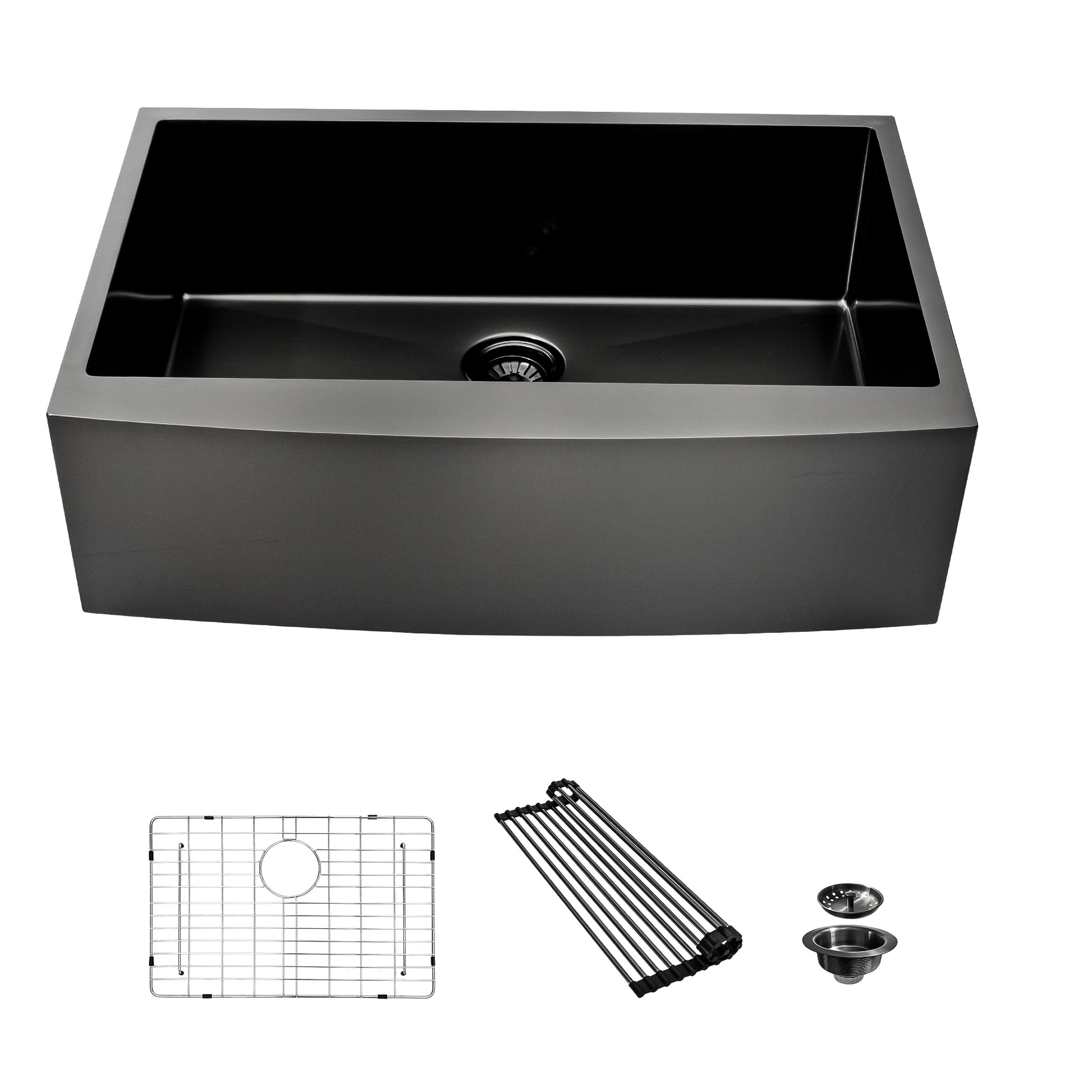 36 Gunmetal Black Farmhouse Sink 36 Inch Kitchen Sink Stainless Steel 16 Gauge Apron Front Kitchen Sink Gunmetal Black Stainless Steel