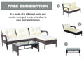 Outdoor Patio Furniture Sets 3 Piece Conversation Set Wicker Ratten Sectional Sofa With Seat Cushions Beige Cushion Brown Rattan