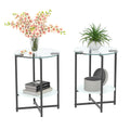 2 Piece Set Clear Tempered Glass End Table, Round Coffee Table For Bedroom Living Room Office Transparent Glass
