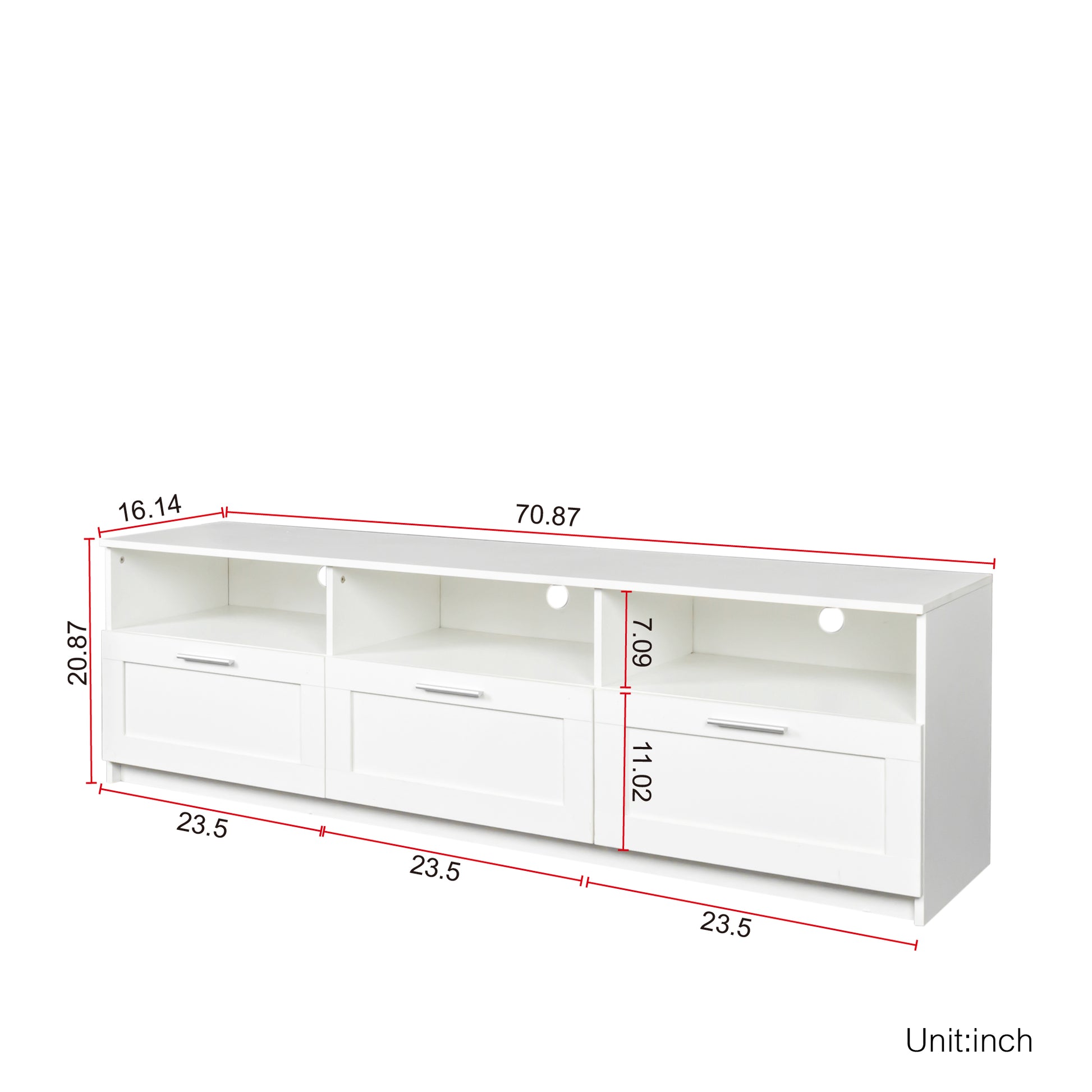 White Modern Minimalist Tv Cabinet 80 Inch Tv Stand, Open Locker Living Room Bedroom White Mdf