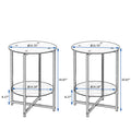 2 Piece Set Black Tempered Glass End Table, Round Coffee Table For Bedroom Living Room Office Black Glass