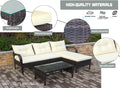 Outdoor Patio Furniture Sets 3 Piece Conversation Set Wicker Ratten Sectional Sofa With Seat Cushions Beige Cushion Brown Rattan
