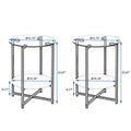 2 Piece Set Clear Tempered Glass End Table, Round Coffee Table For Bedroom Living Room Office Transparent Glass