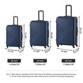 3 Piece Luggage Sets Abs Lightweight Suitcase With Two Hooks, Spinner Wheels, Tsa Lock, 20 24 28 Navy Navy Abs