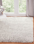 White Area Shag Rug 5X8 White Polyester