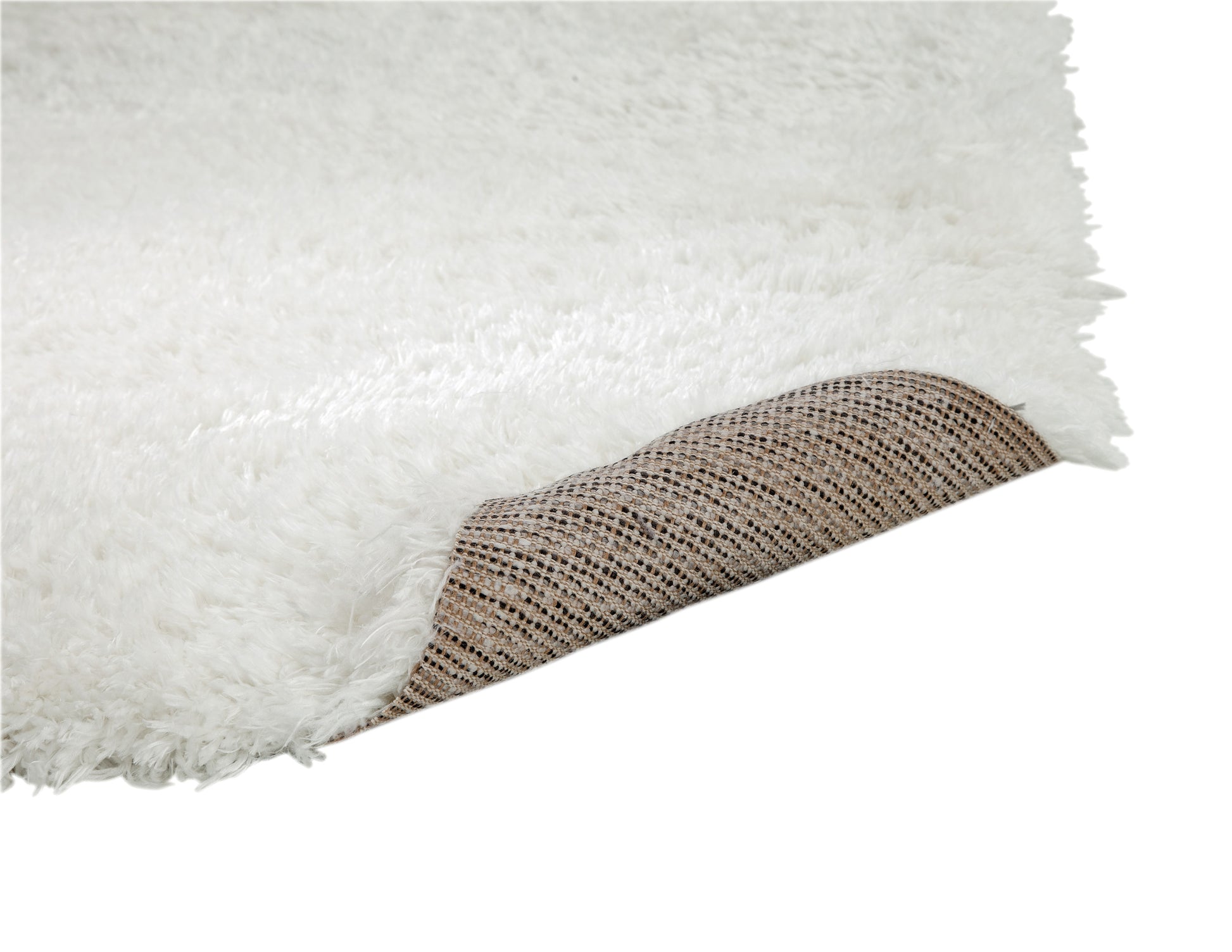 White Area Shag Rug 5X8 White Polyester