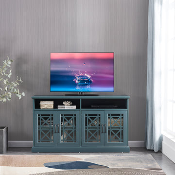 Tv Stand, Buffet Sideboard Console Table, Dark Teal Teal Primary Living Space Adjustabel Shelves Mdf