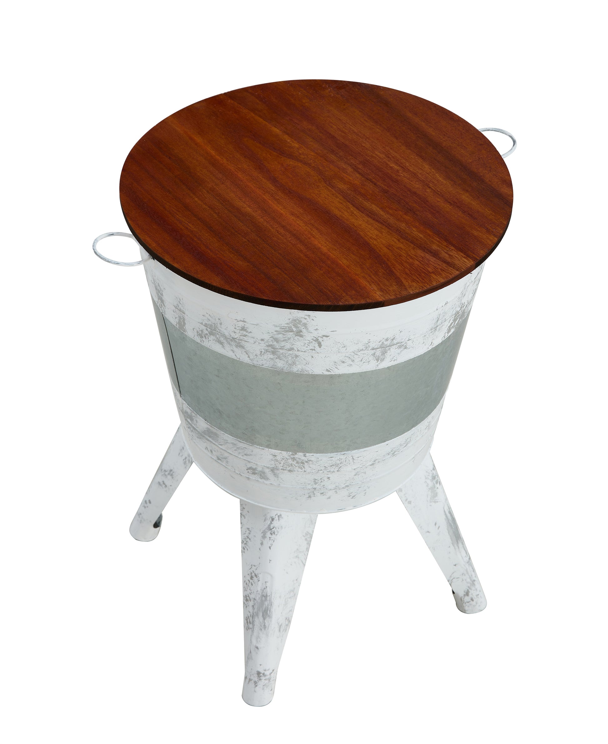 Farmhouse Rustic Distressed Metal Accent Cocktail Table With Wood Top Wht, Set Of 2 Antique Gray Steel