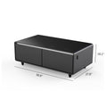 Modern Smart Coffee Table With Built In Fridge, Bluetooth Speaker, Wireless Charging Module, Touch Control Panel, Power Socket, Usb Interface, Outlet Protection, Atmosphere Light, Black Black Primary Living Space Coffee & End Tables Abs